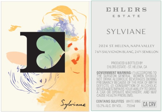 TABC label artwork for Ehlers Estate Sylviane Semillon, Sauvignon blanc St. Helena