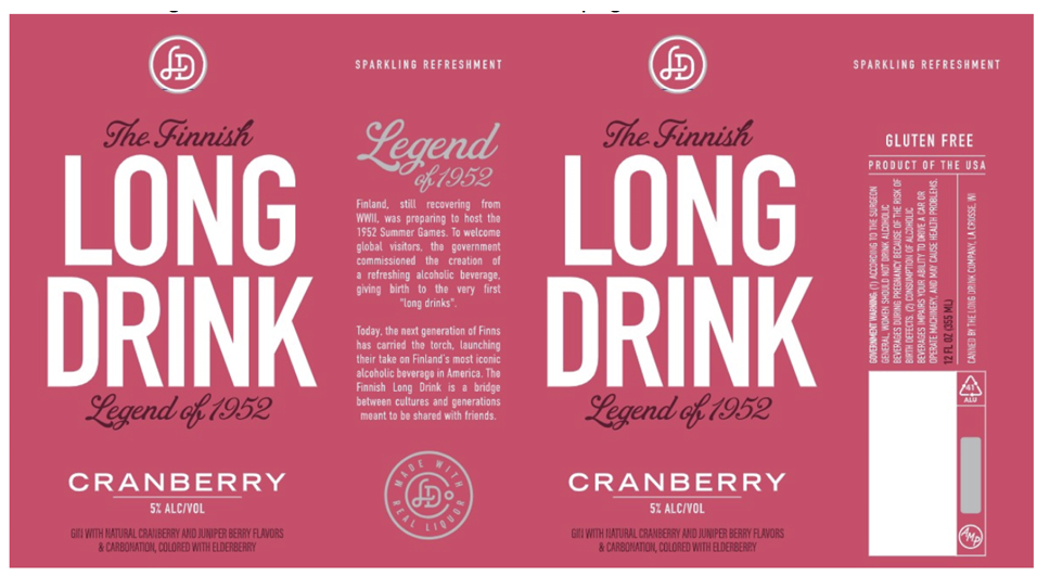 TABC label artwork for LONG DRINK GIN SPECIALTIES CRANBERRY