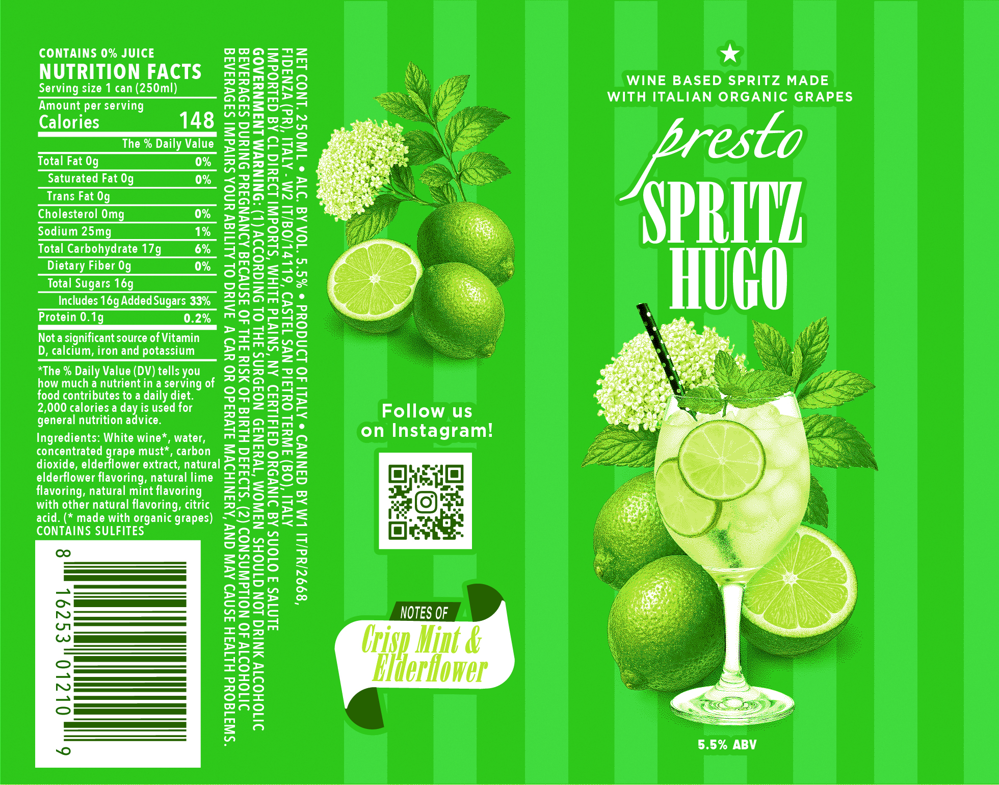 TABC label artwork for PRESTO SPRITZ HUGO