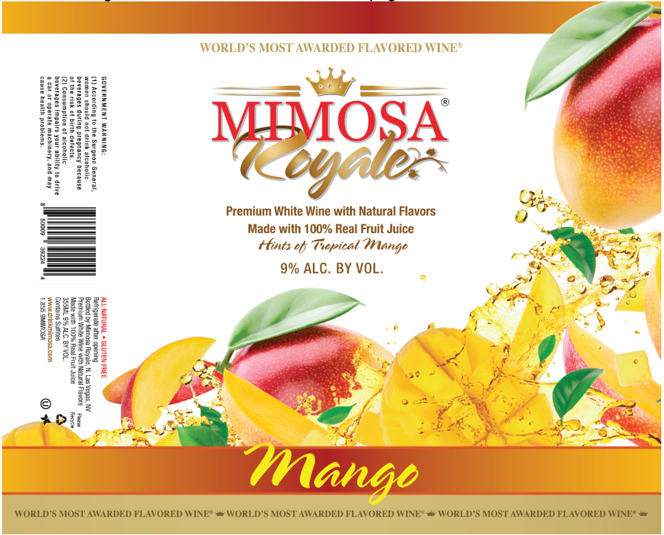 TABC label artwork for Mimosa Royale Mango Pack 4