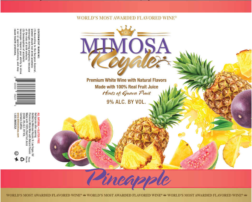 TABC label artwork for Mimosa Royale Pineapple Pack 4