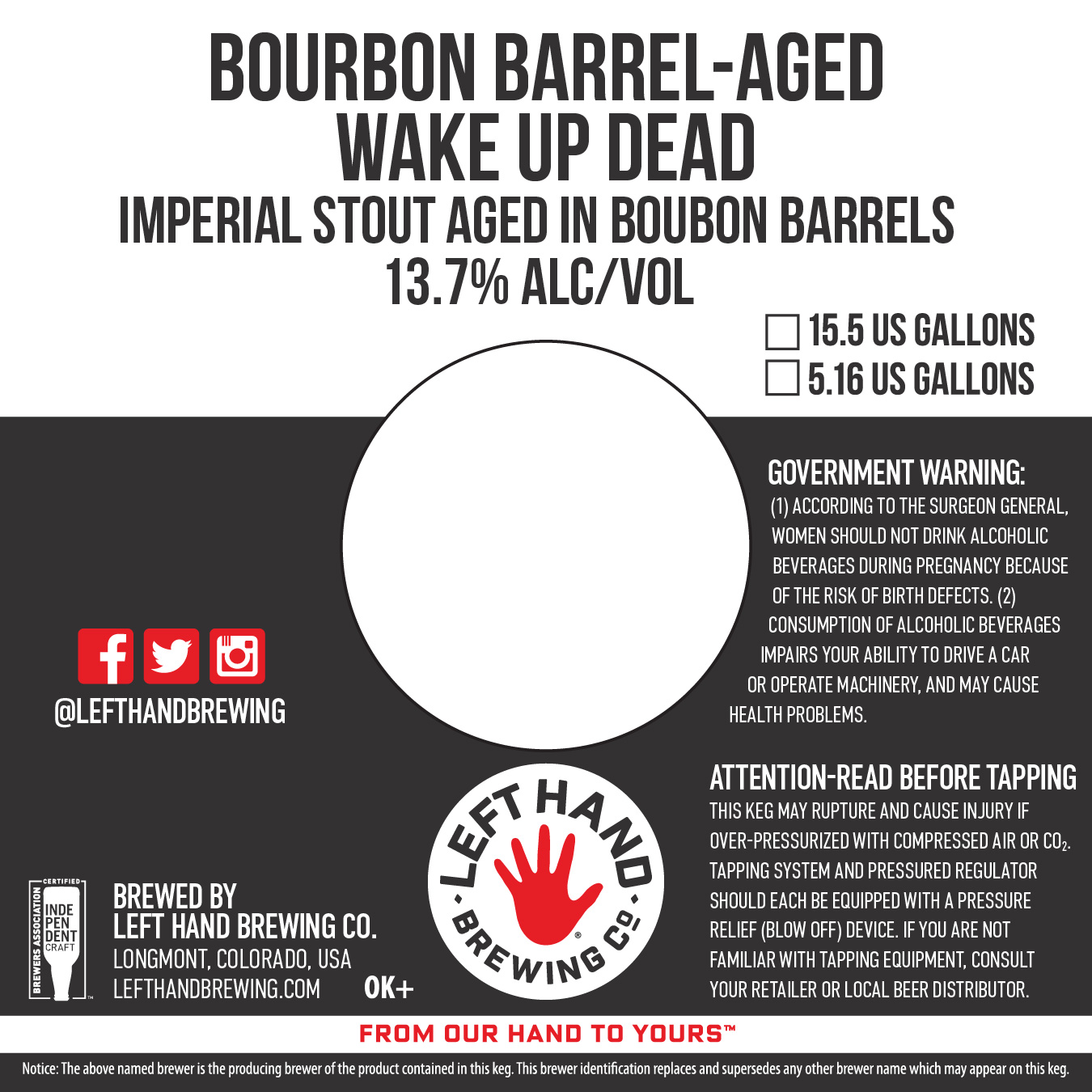TABC label artwork for Bourbon Barrel-Aged Wake Up Dead