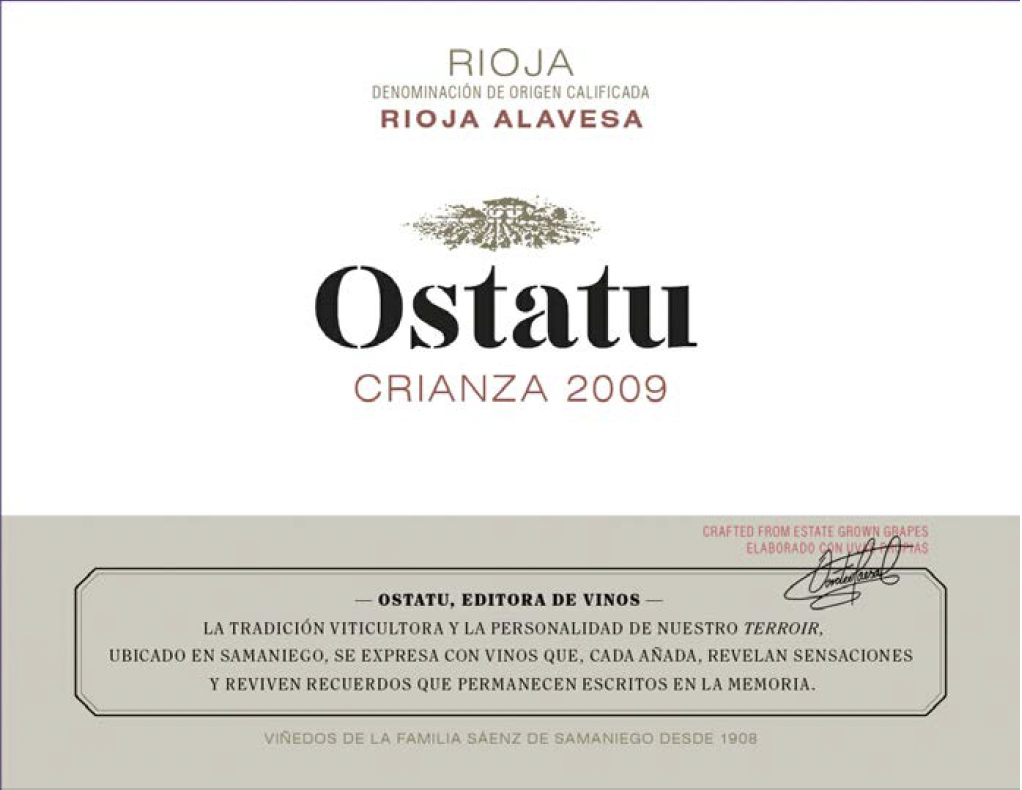 TABC label artwork for Ostatu Crianza Rioja