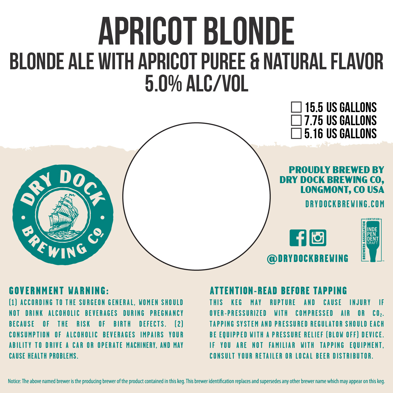 TABC label artwork for Dry Dock Brewing Apricot Blonde