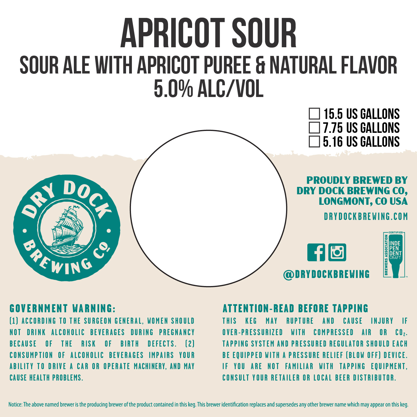 TABC label artwork for Dry Dock Brewing Apricot Sour