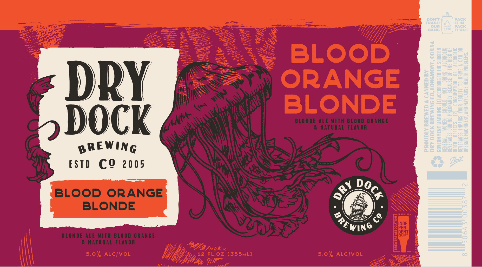 TABC label artwork for Dry Dock Brewing Blood Orange Blonde