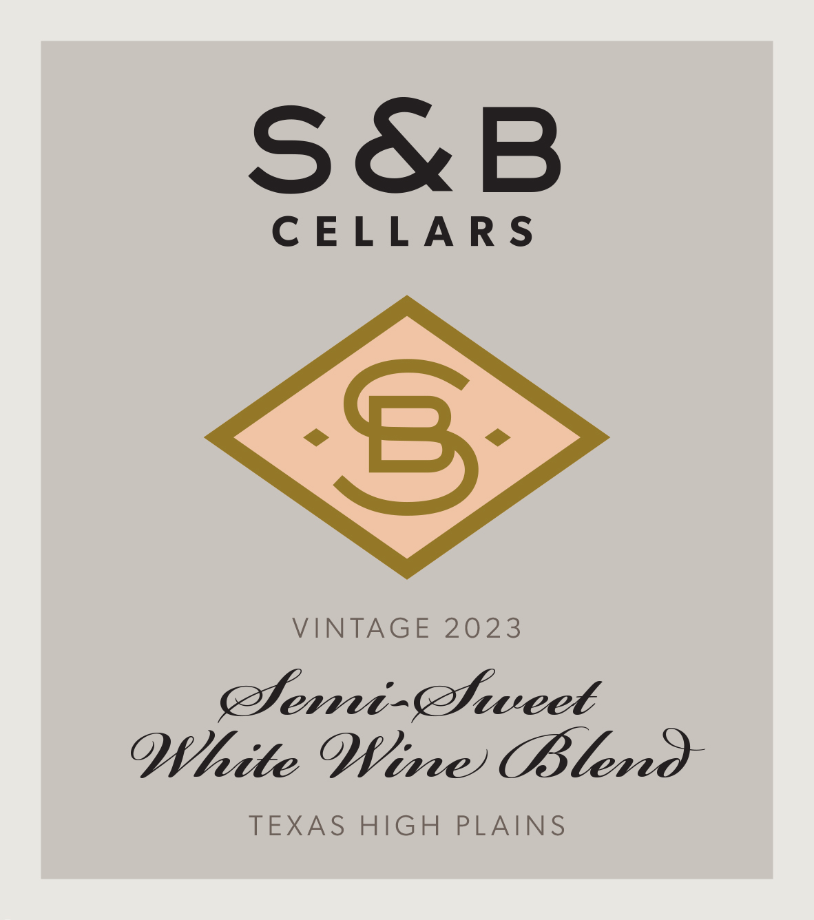 TABC label artwork for S&B Cellars Semi-Sweet White Blend