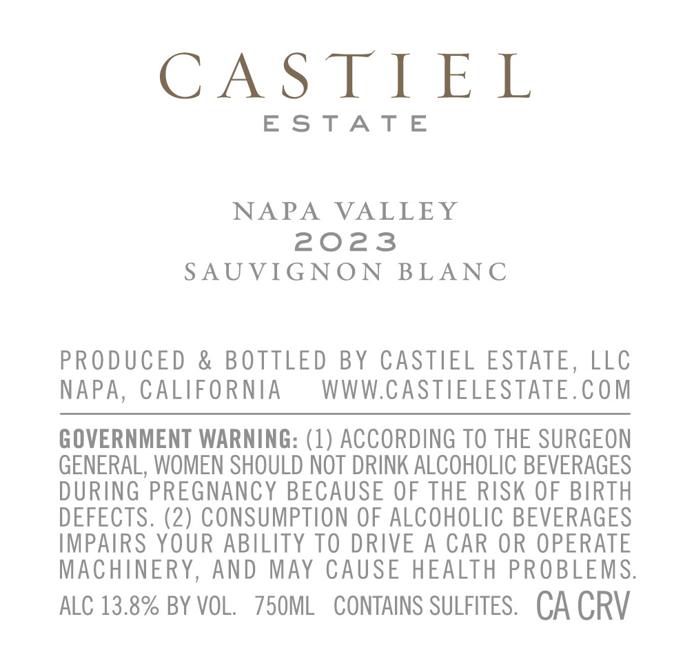 TABC label artwork for Castiel Sauvignon Blanc