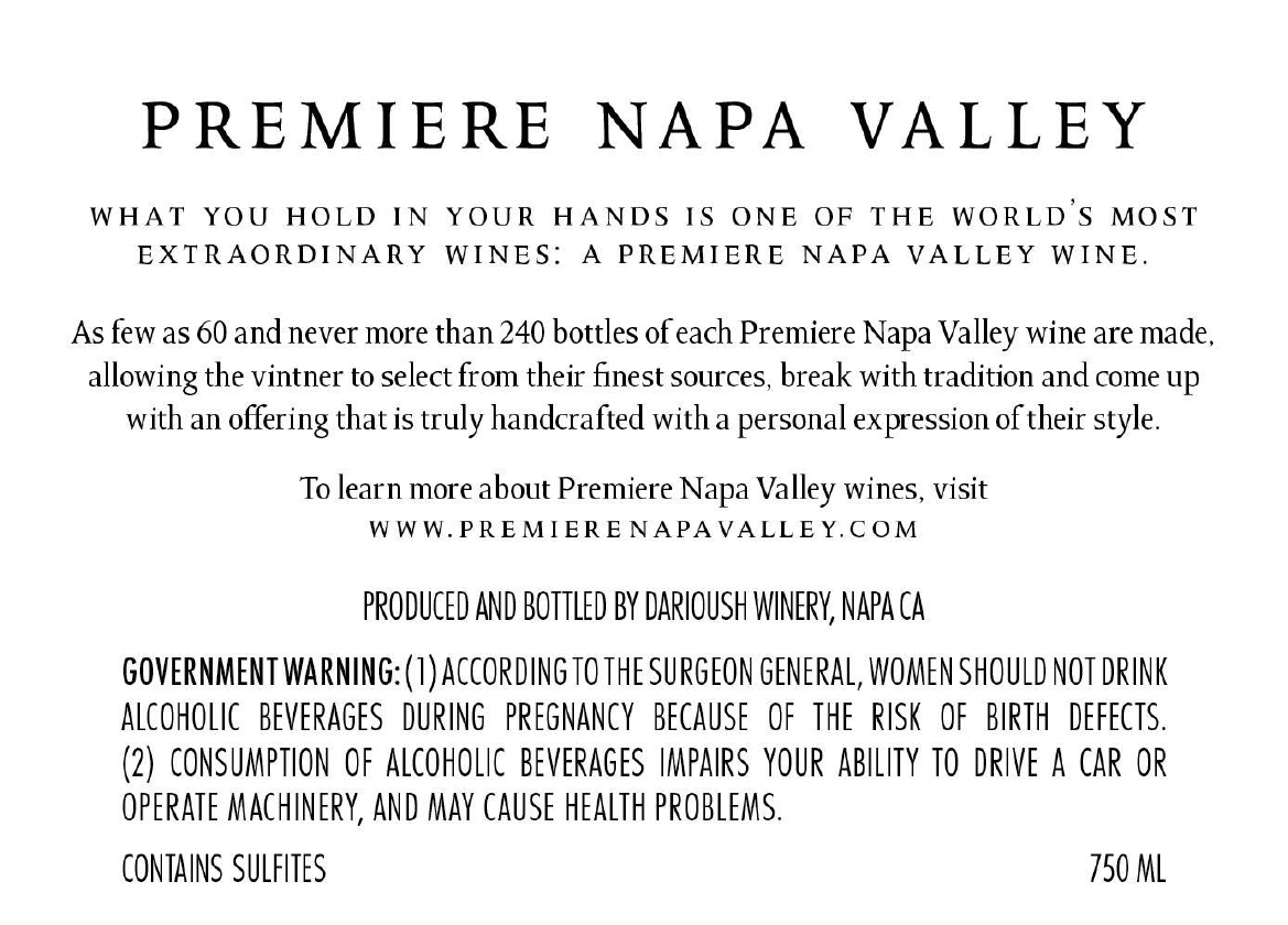 TABC label artwork for PNV Darioush Sage Vineyard Red