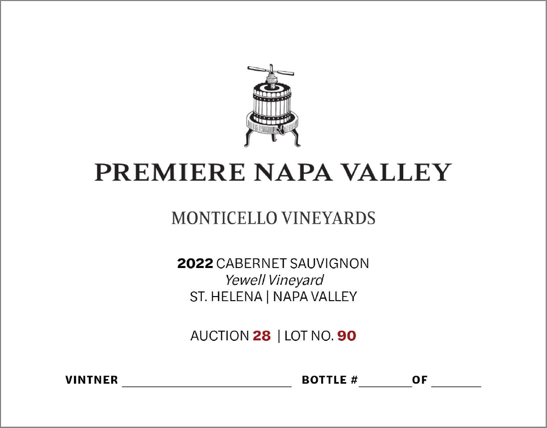 TABC label artwork for PNV MONTICELLO Auction 28 Lot No. 90 Cabernet Sauvignon
