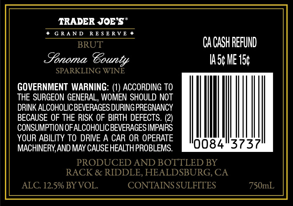TABC label artwork for Trader Joe's Grand Reserve Brut
