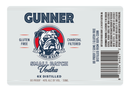 TABC label artwork for GUNNER VODKA 50ML