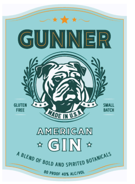 TABC label artwork for GUNNER AMERICAN GIN