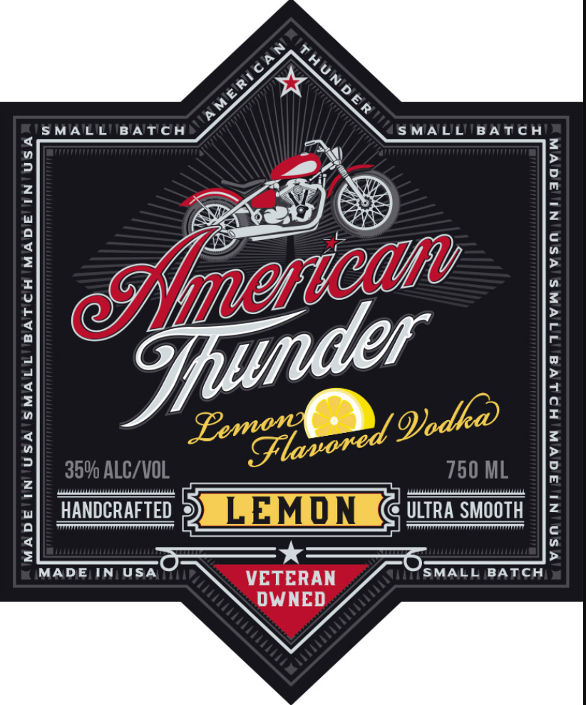 TABC label artwork for American Thunder Lemon Flavored Vodka