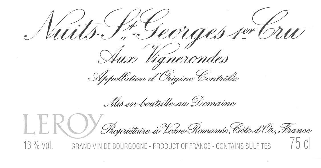 TABC label artwork for DOMAINE LEROY AUX VIGNERONDES