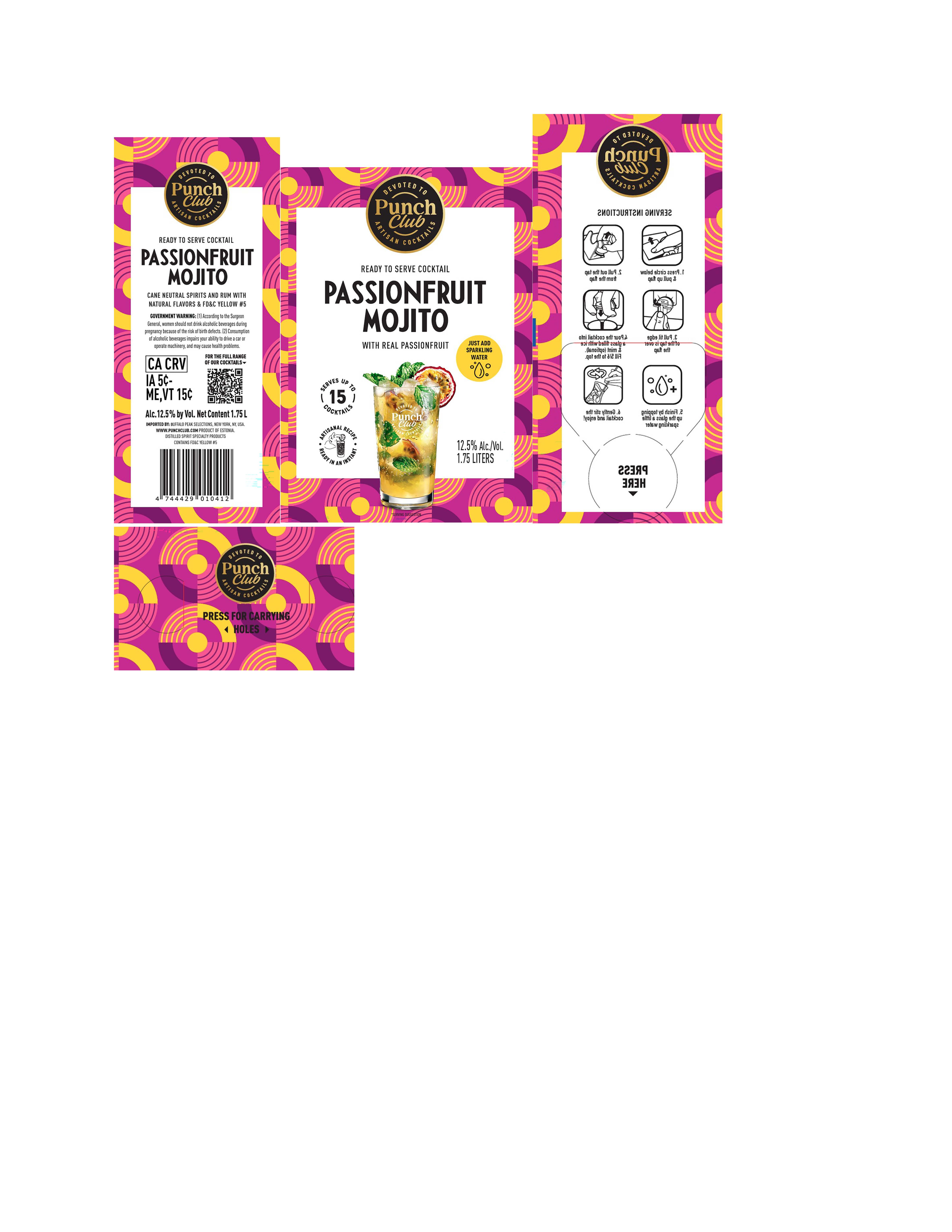 TABC label artwork for Punch Club Passionfruit Mojito