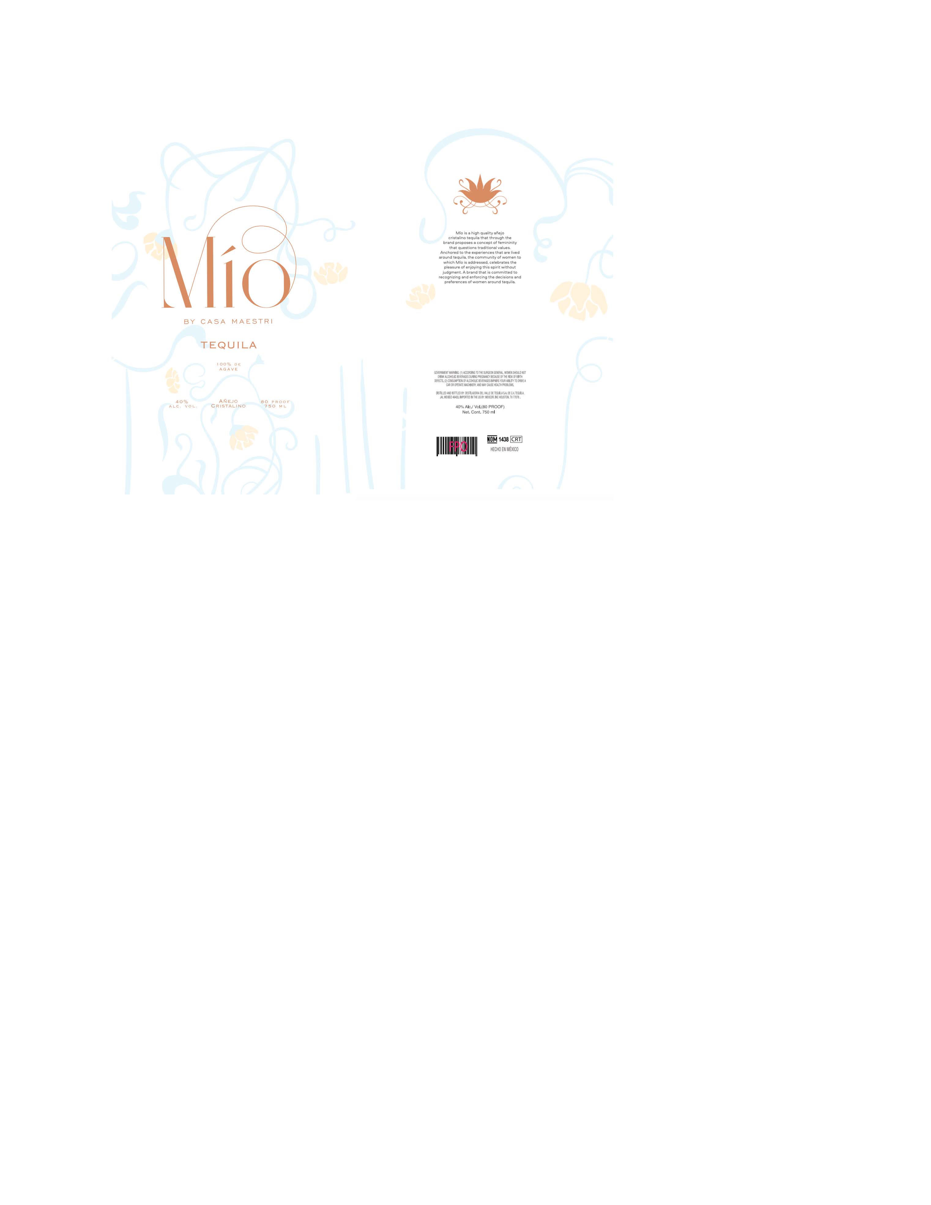 TABC label artwork for Mio Cristalino Anejo