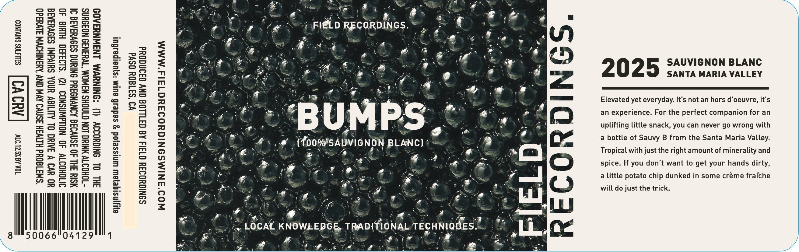 TABC label artwork for Field Recordings Sauvignon Blanc Bumps
