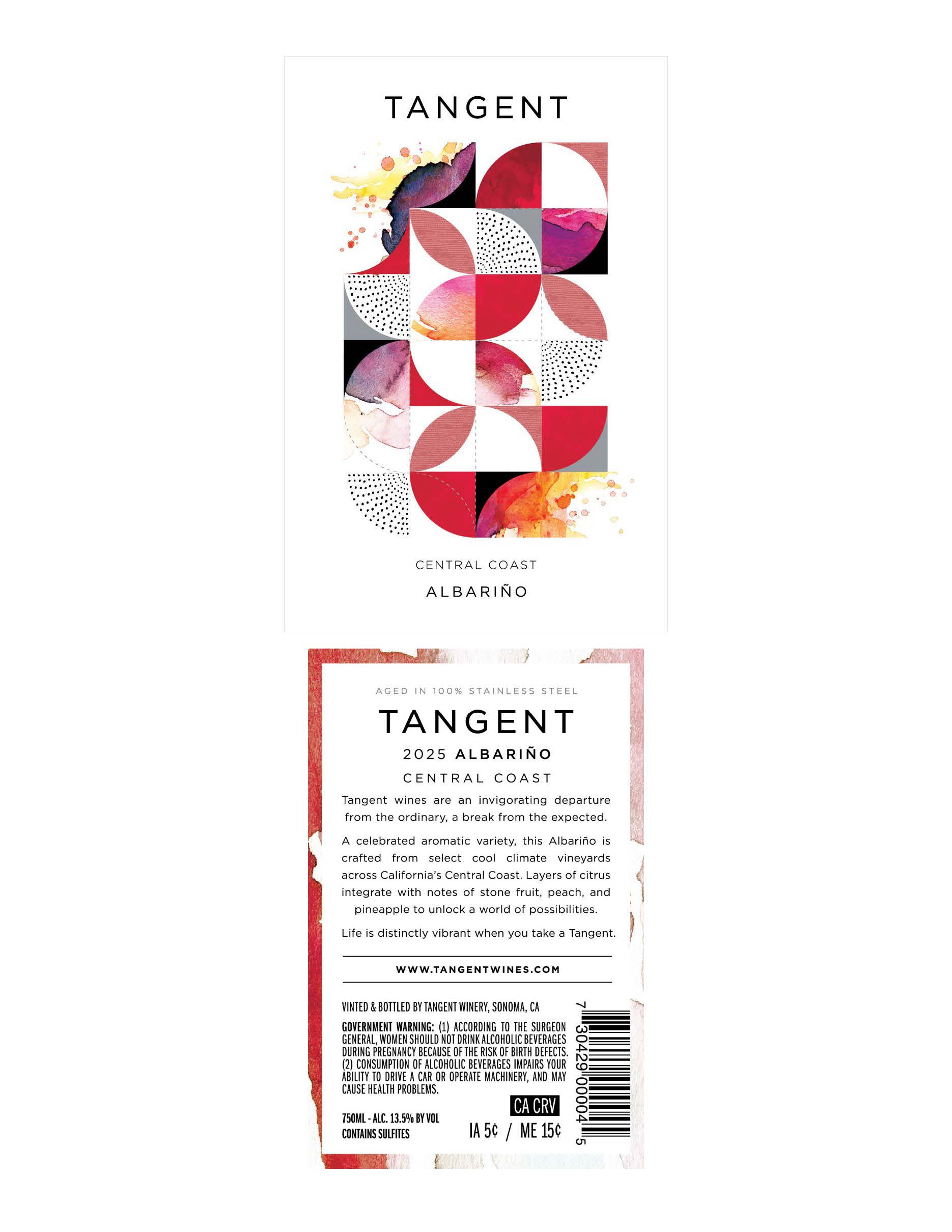 TABC label artwork for TANGENT Central Coast Albarino