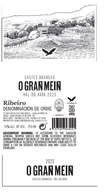 TABC label artwork for O Gran Mein Ribeiro White