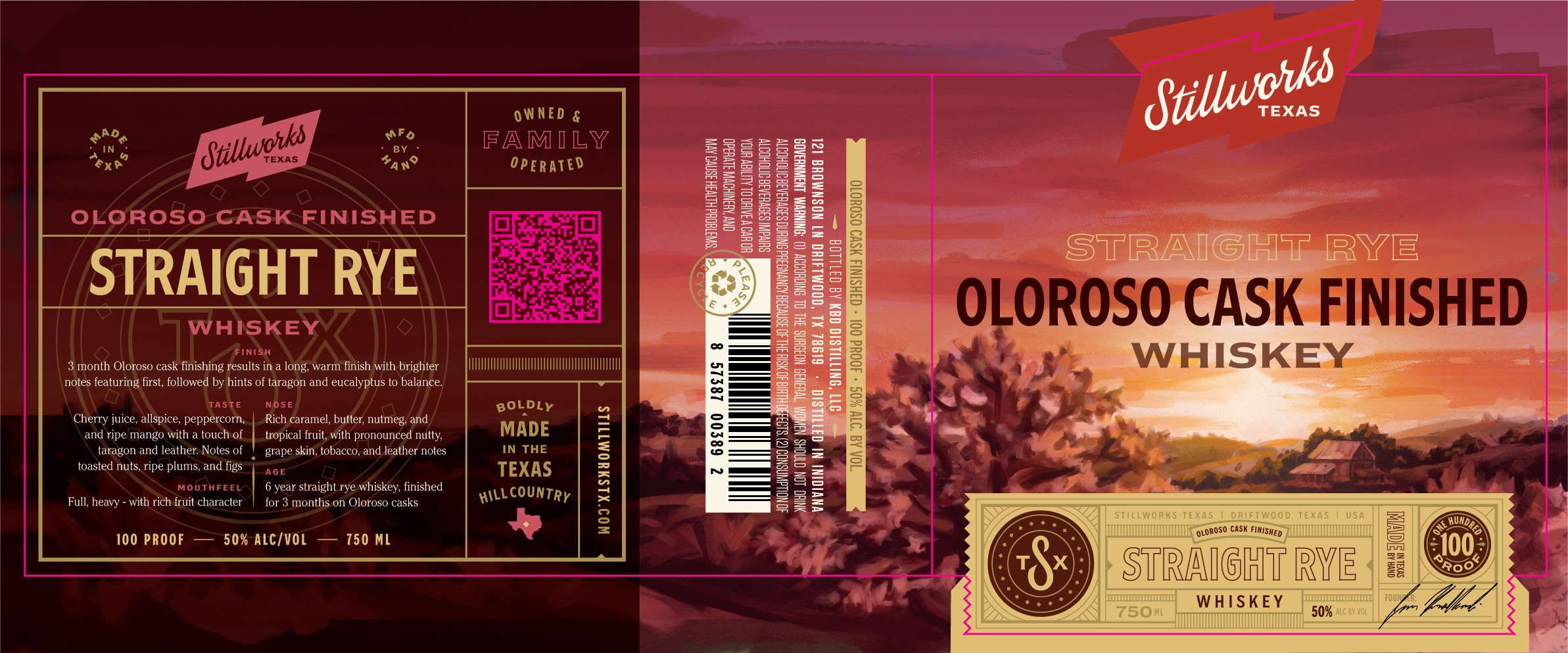 TABC label artwork for Stillworks Texas Oloroso Cask Finished Straight Rye Whiskey