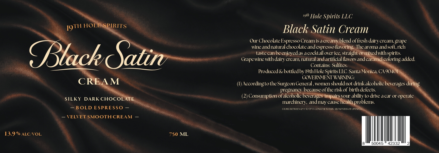 TABC label artwork for Black Satin Cream
