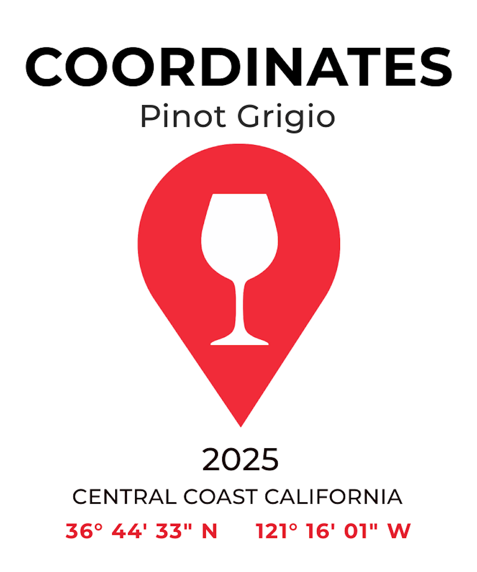 TABC label artwork for Coordinates Vineyards Pinot Grigio
