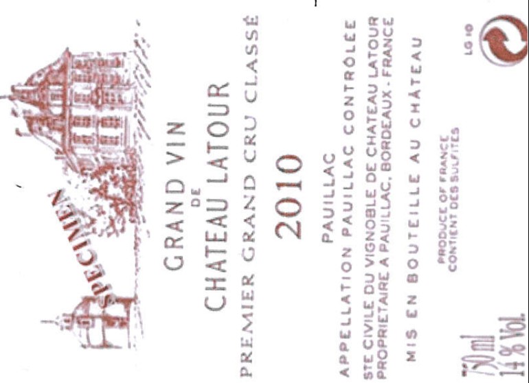 TABC label artwork for GRAND VIN DE CHATEAU LATOUR