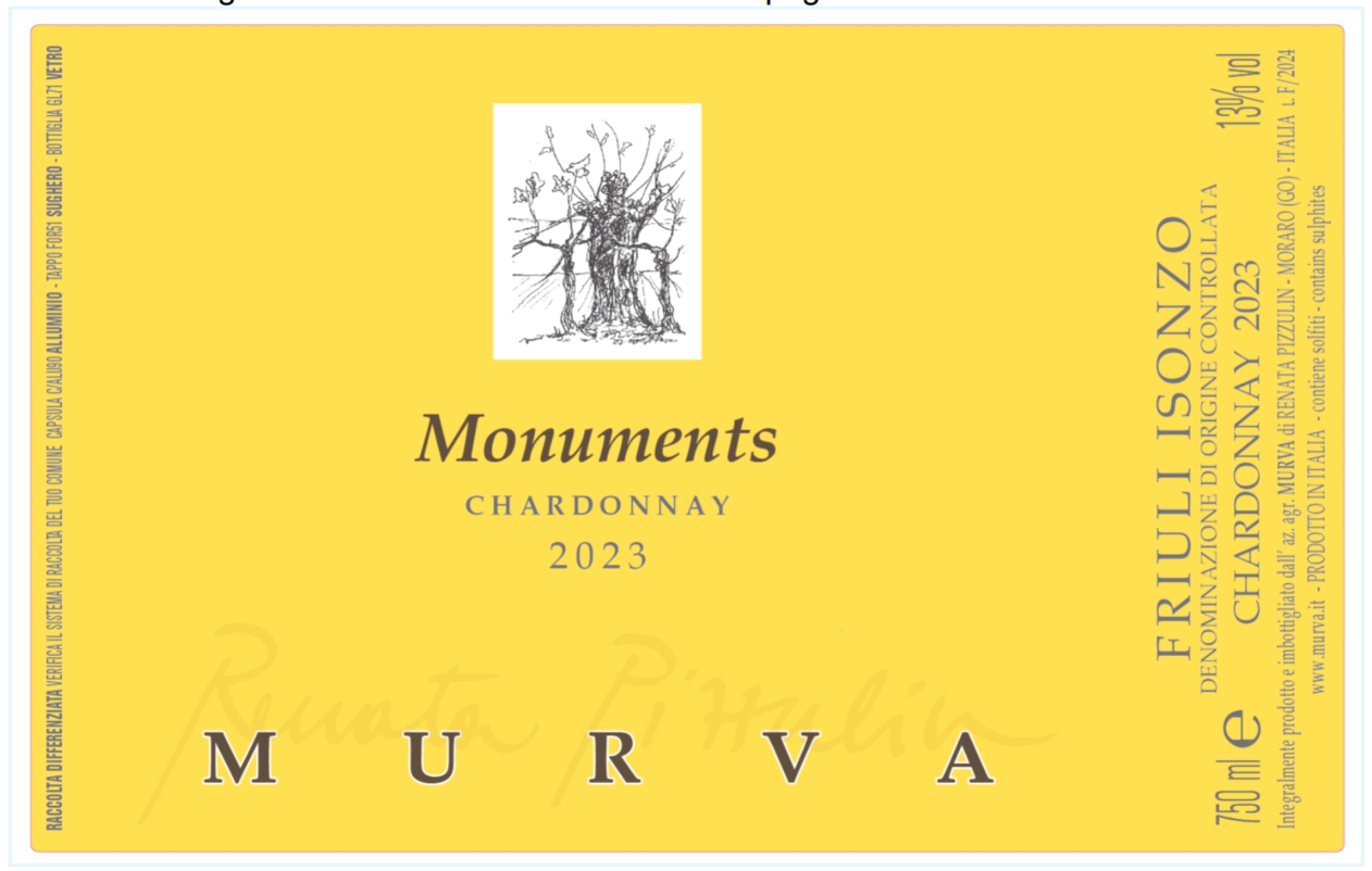 TABC label artwork for Murva Monuments Friuli Isonzo