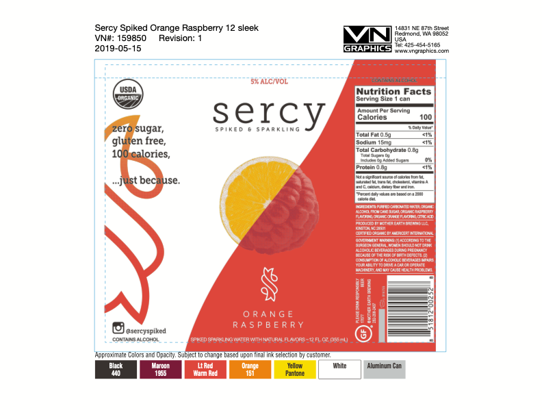 TABC label artwork for Sercy Organic - Orange Raspberry
