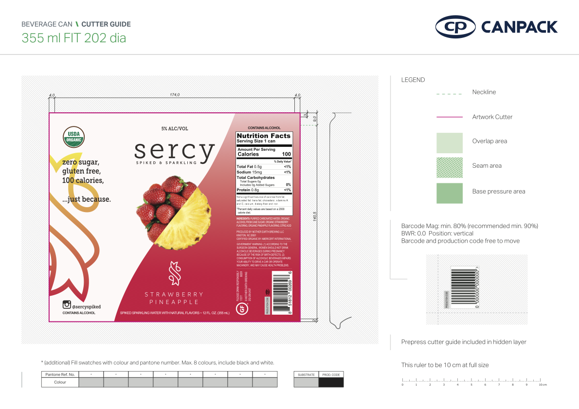 TABC label artwork for Sercy Organic - Pineapple Strawberry
