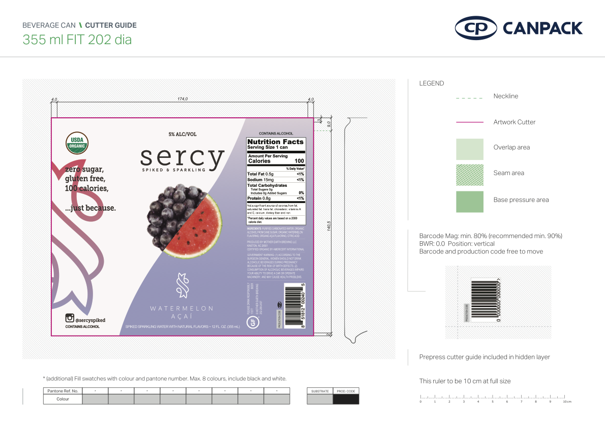 TABC label artwork for Sercy Organic - Watermelon Acai