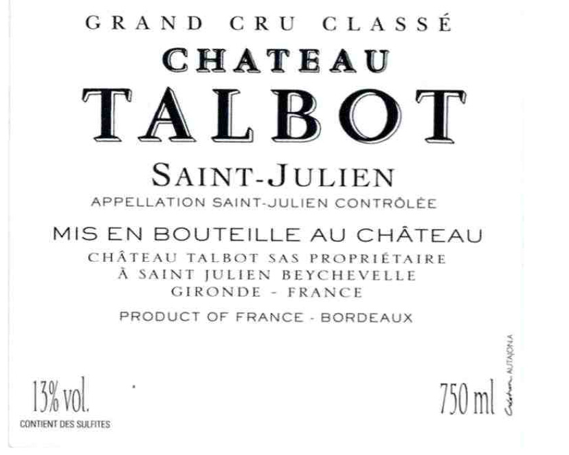 TABC label artwork for Ch Talbot St. Julien