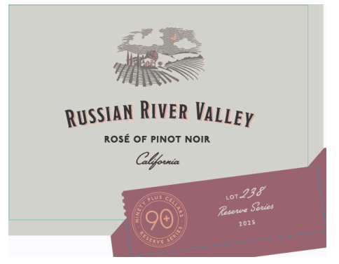 TABC label artwork for 90+ Cellars Lot 238 Pinot Noir
