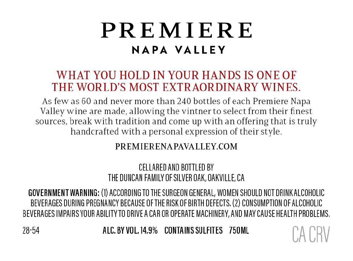 TABC label artwork for PNV Silver Oak "Echoes of Exceptionality" Cabernet Sauvignon