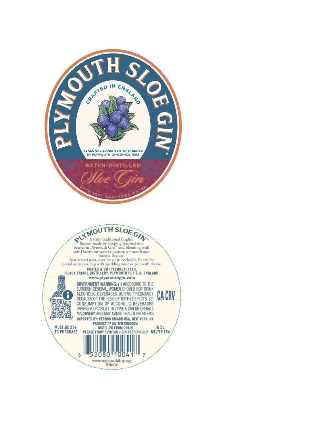 TABC label artwork for Plymouth Sloe Gin