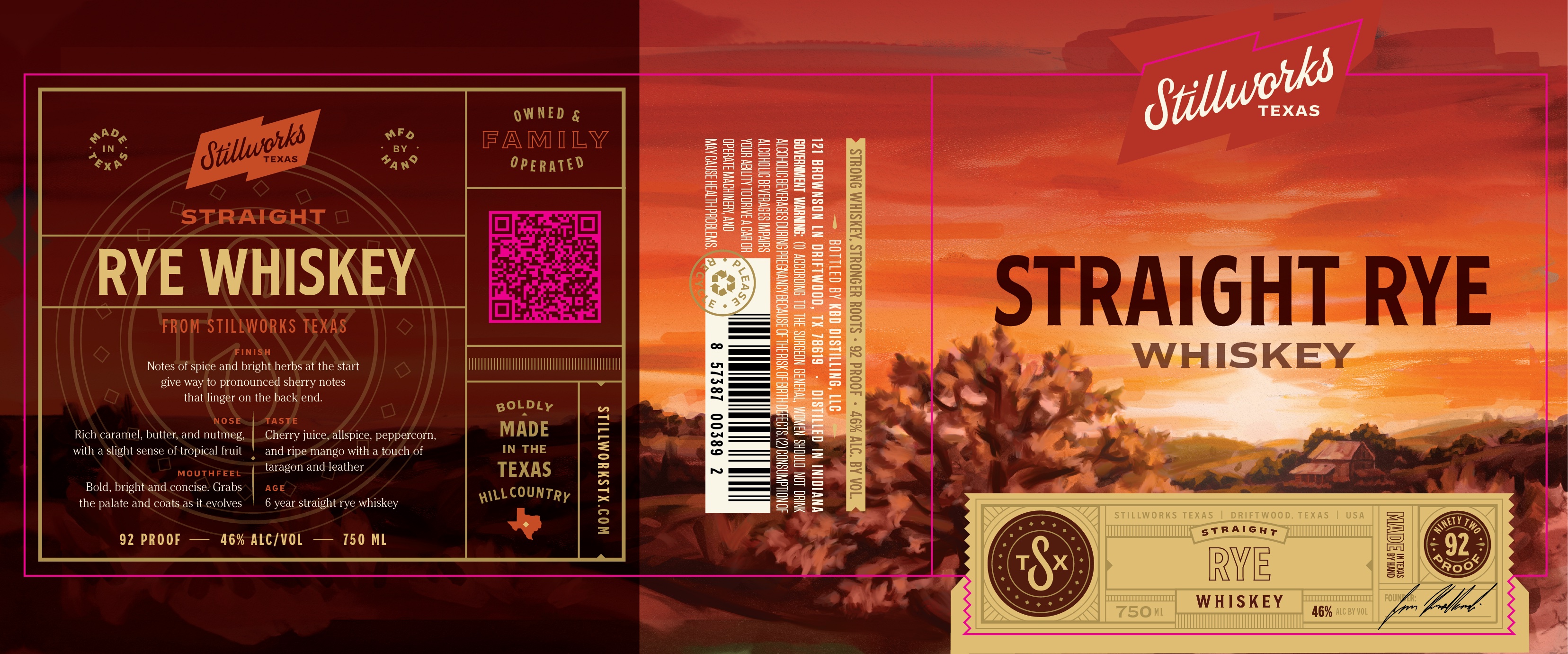 TABC label artwork for Straight Rye Whiskey