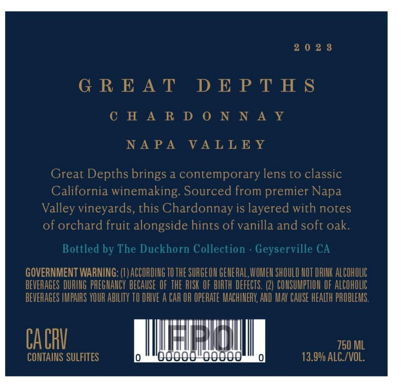 TABC label artwork for Great Depths Chardonnay