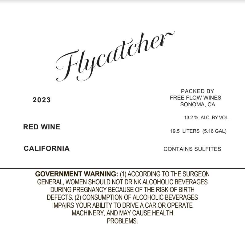 TABC label artwork for Flycatcher Red California