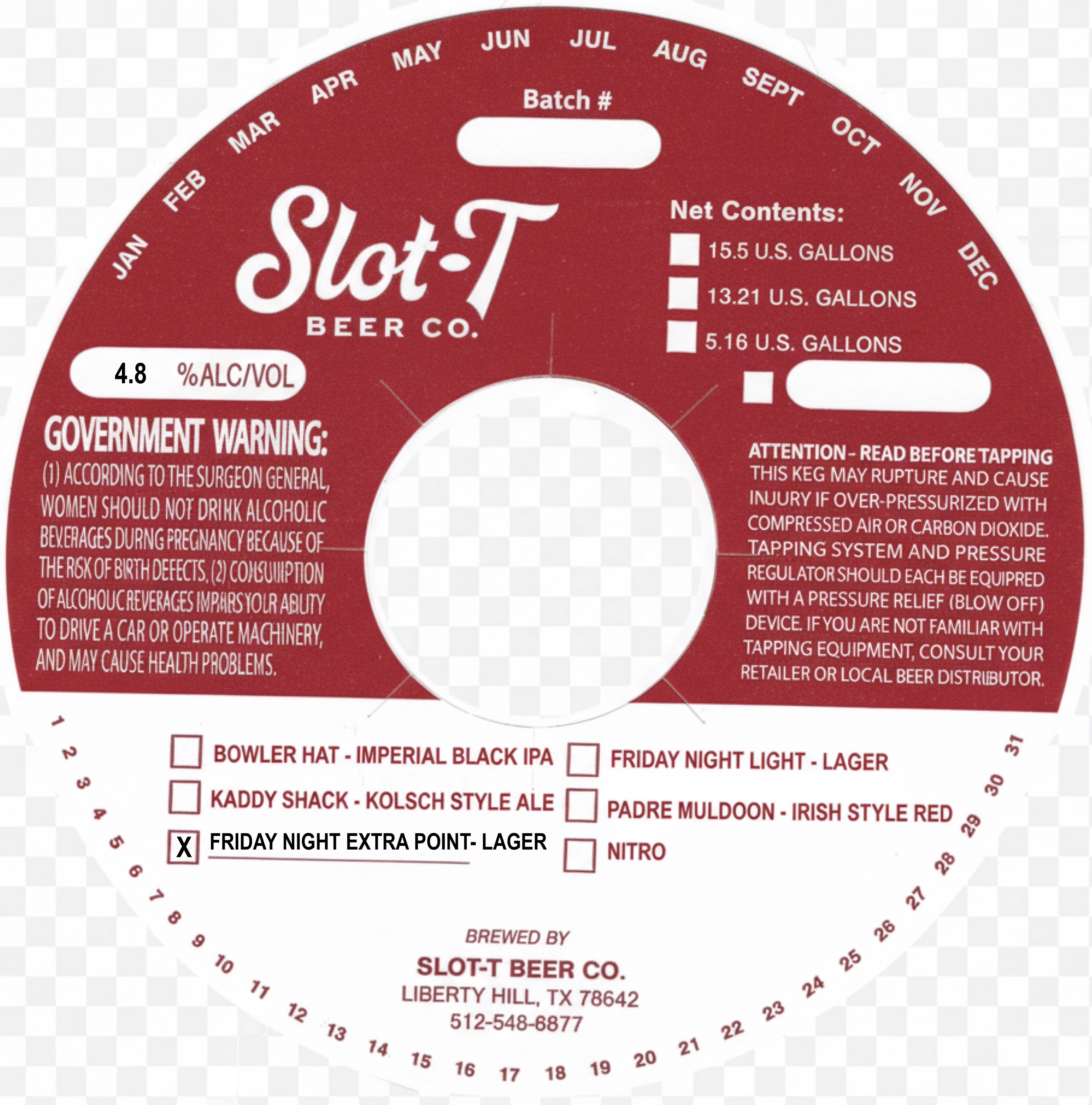 TABC label artwork for Friday Night Extra Point