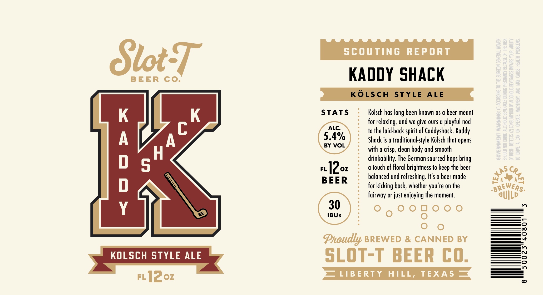 TABC label artwork for Kaddy Shack
