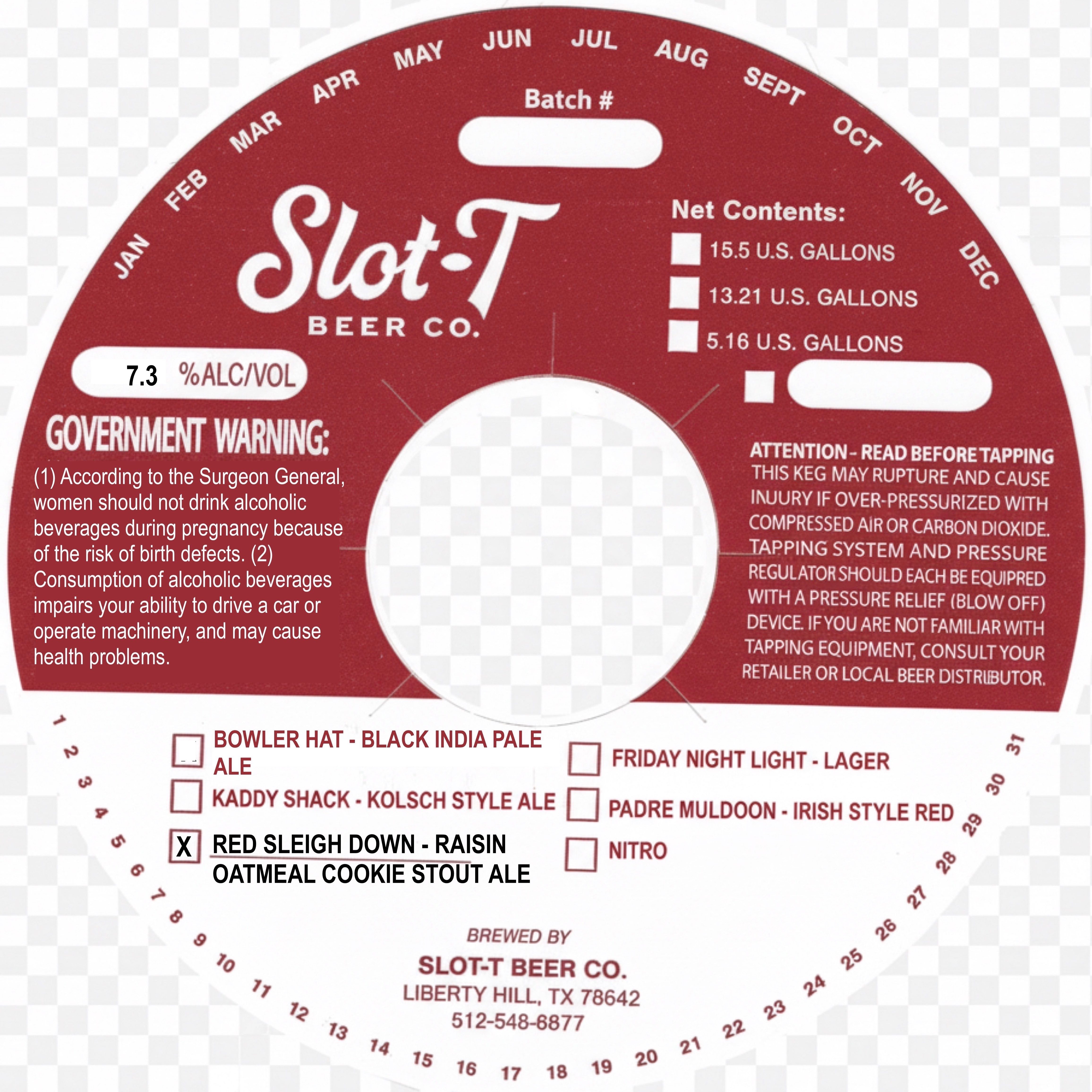 TABC label artwork for Red Sleigh Down