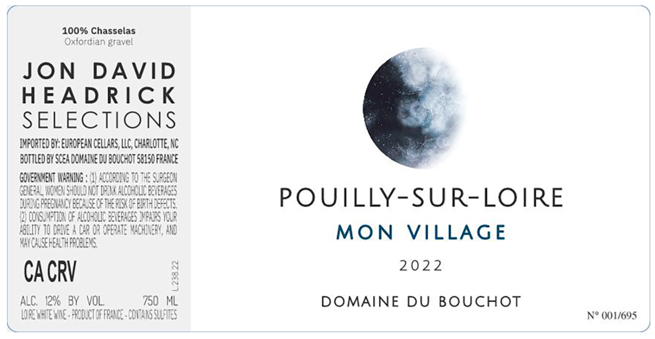 TABC label artwork for DOMAINE DU BOUCHOT MON VILLAGE POUILLY-SUR-LOIRE WHITE WINE