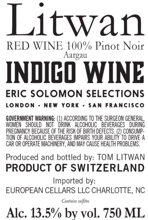 TABC label artwork for LITWAN ELFINGEN RUEGET AARGAU RED WINE