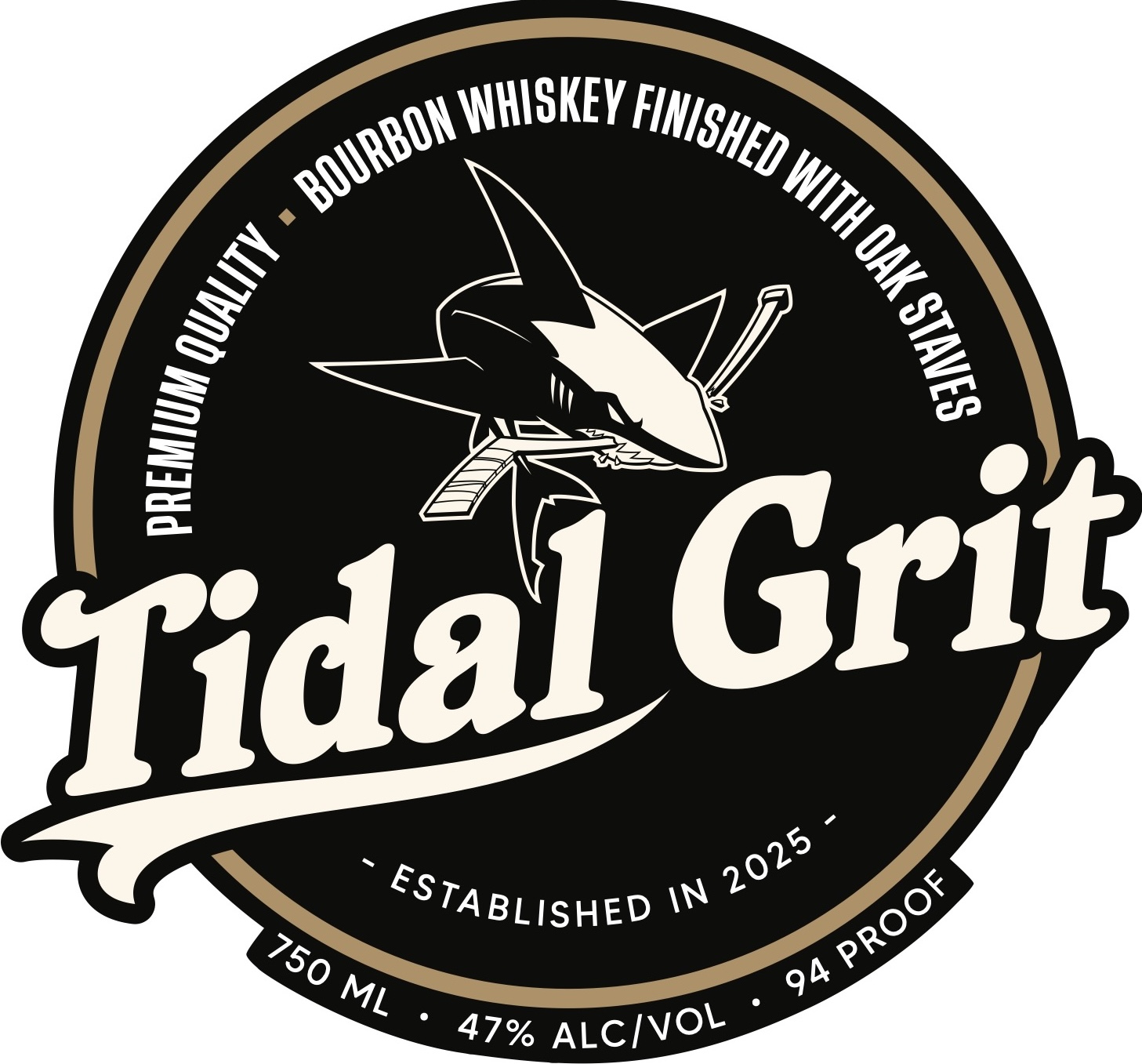 TABC label artwork for Tidal Grit Bourbon Whiskey Finished With Oak Staves