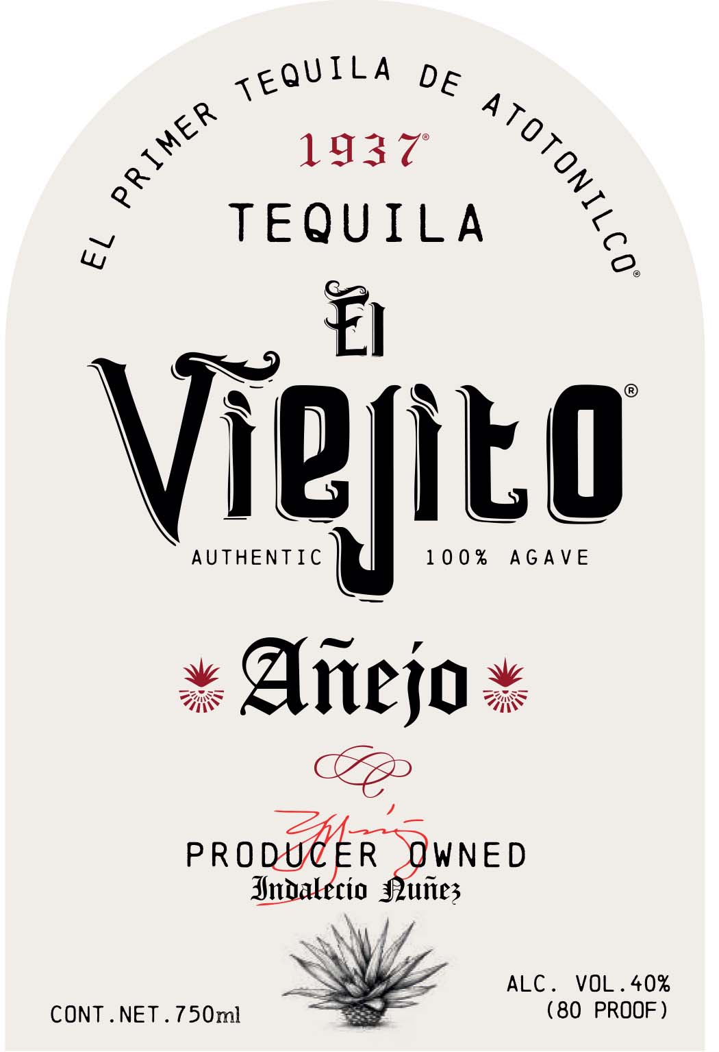 TABC label artwork for El Viejito Anejo Tequila