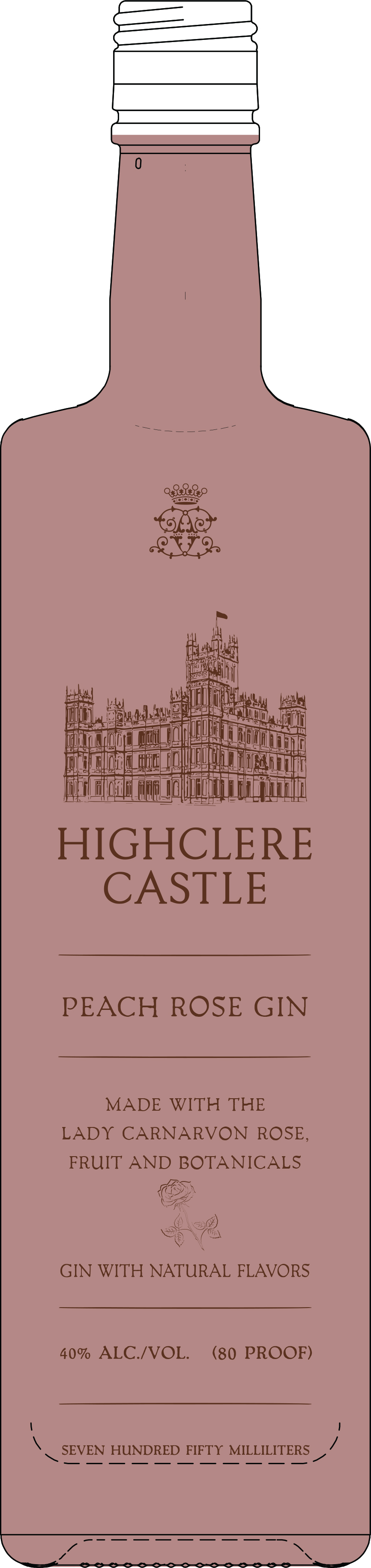 TABC label artwork for Highclere Castle Peach Rose Gin