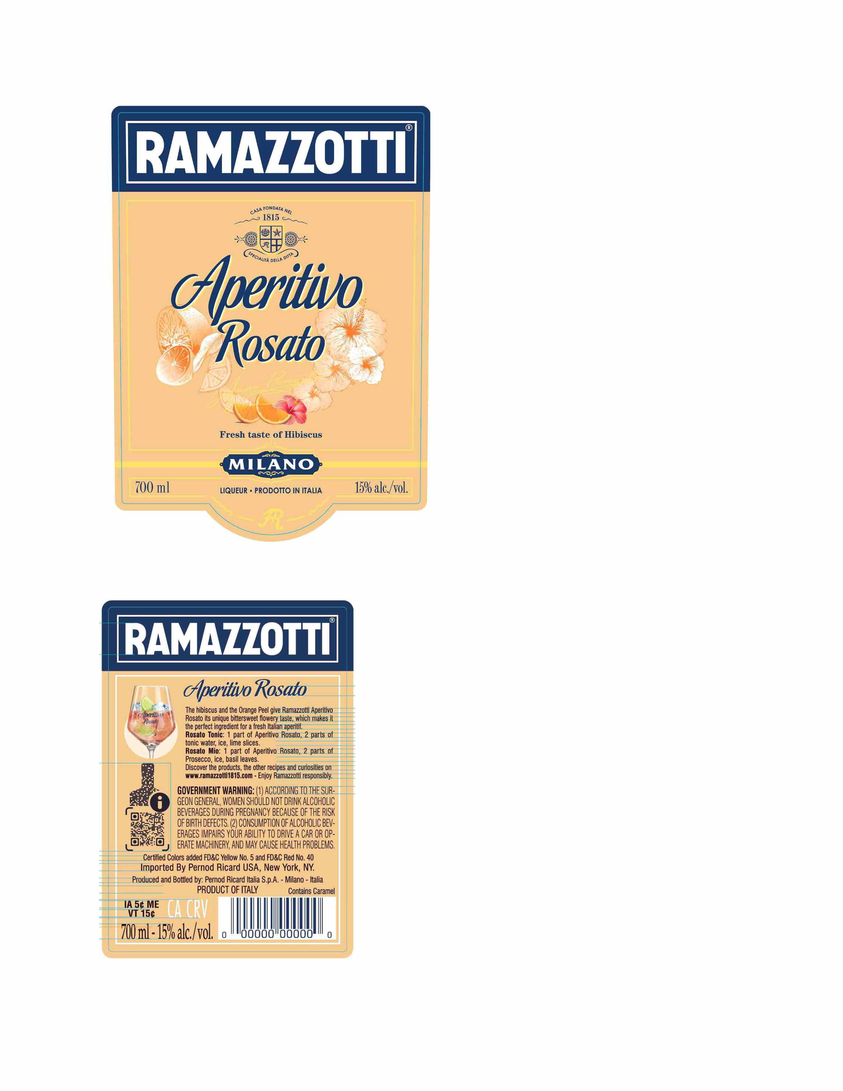 TABC label artwork for Ramazzotti Rosato
