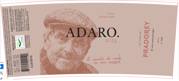 TABC label artwork for Pradorey Adaro Ribera del Duero Red