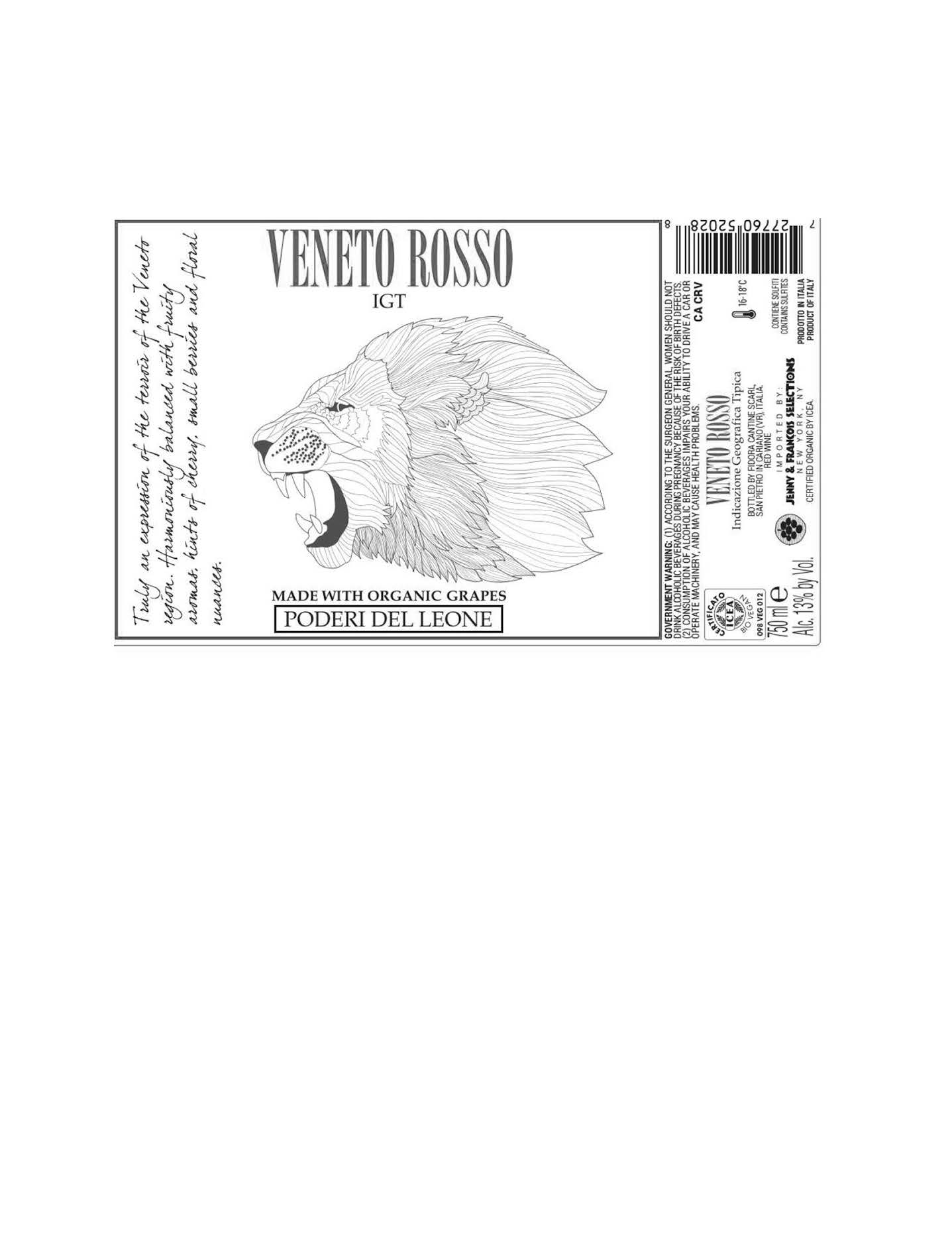 TABC label artwork for Poderi Del Leone, Veneto Rosso